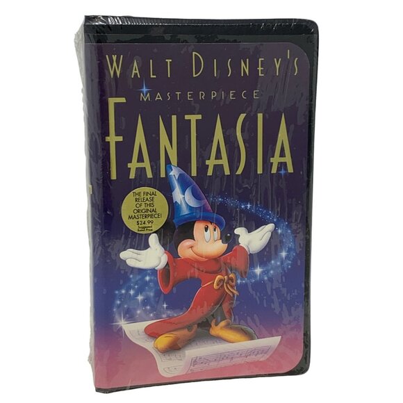 DISNEY Sorcerer Mickey Plush, VHS Fantasia Final Release Clamshell Movie Sealed - Picture 5 of 8